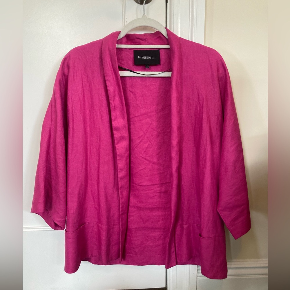 Lafayette 148 New York Fuchsia Open-Front Draped Jacket
